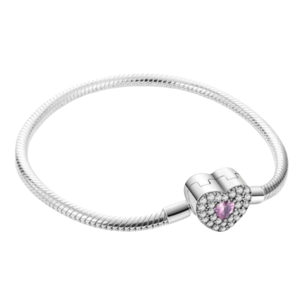 CORAZON CON BRILLANTES ROSAS Y BLANCOS