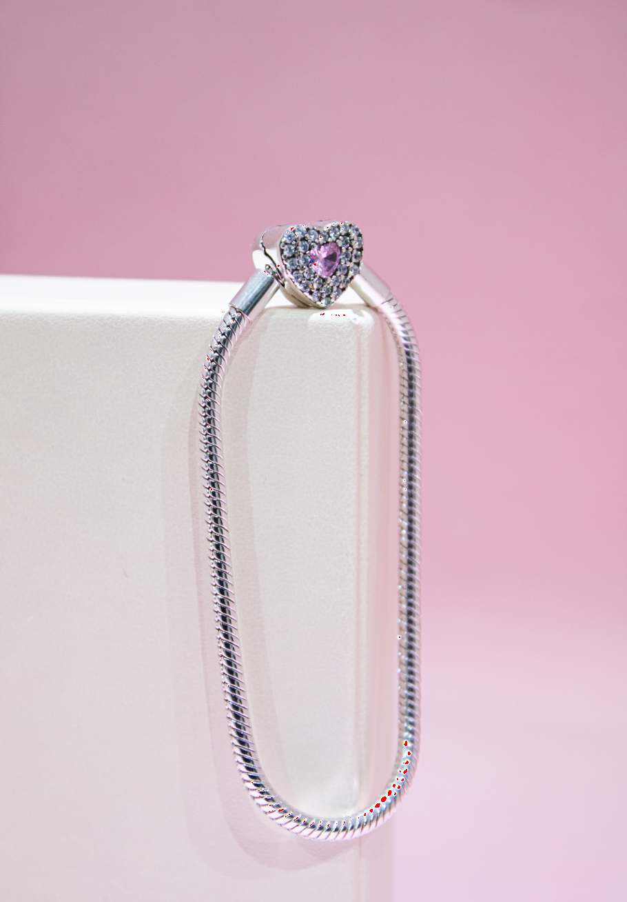 CORAZON CON BRILLANTES ROSAS Y BLANCOS