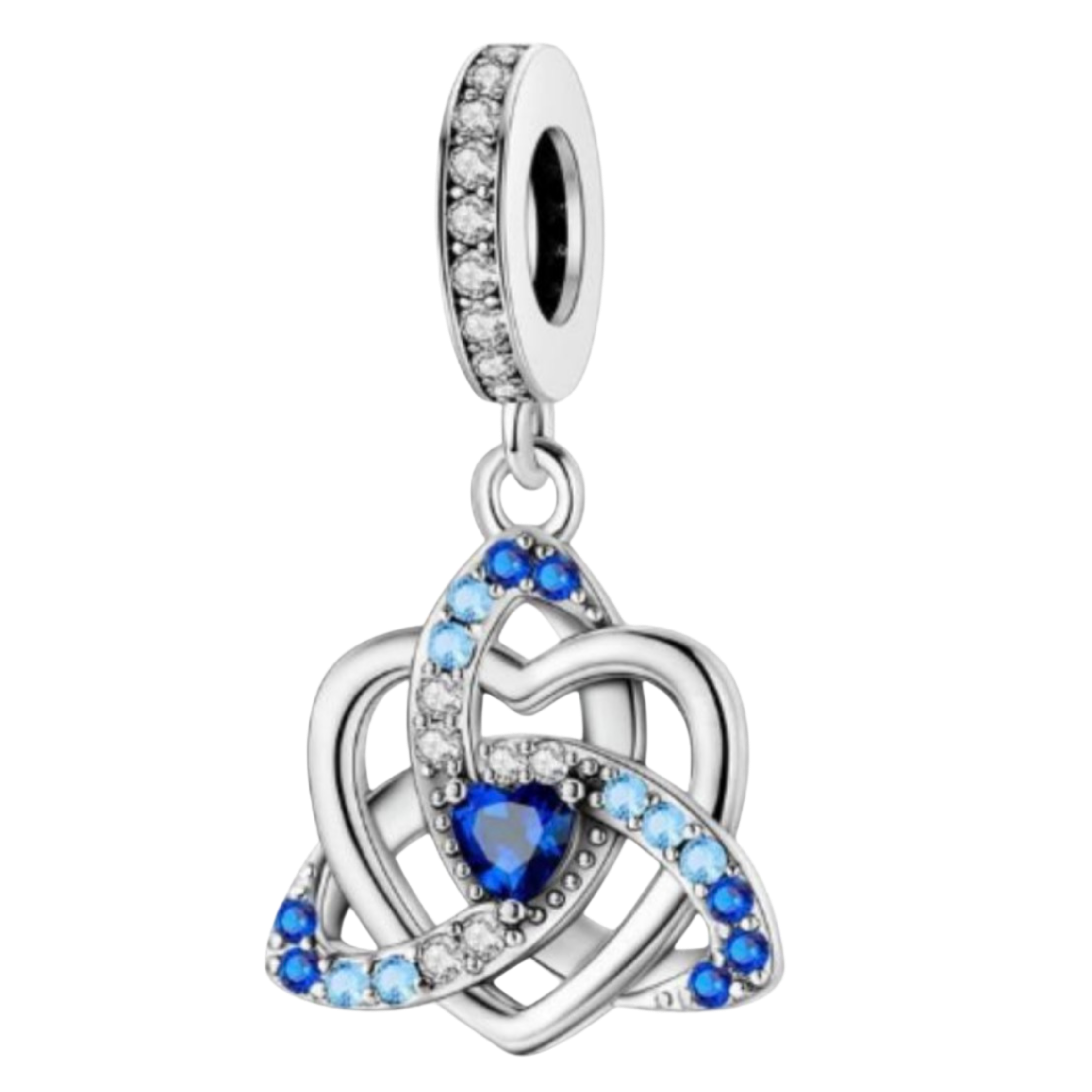 CORAZON PLATEADO CON AZUL