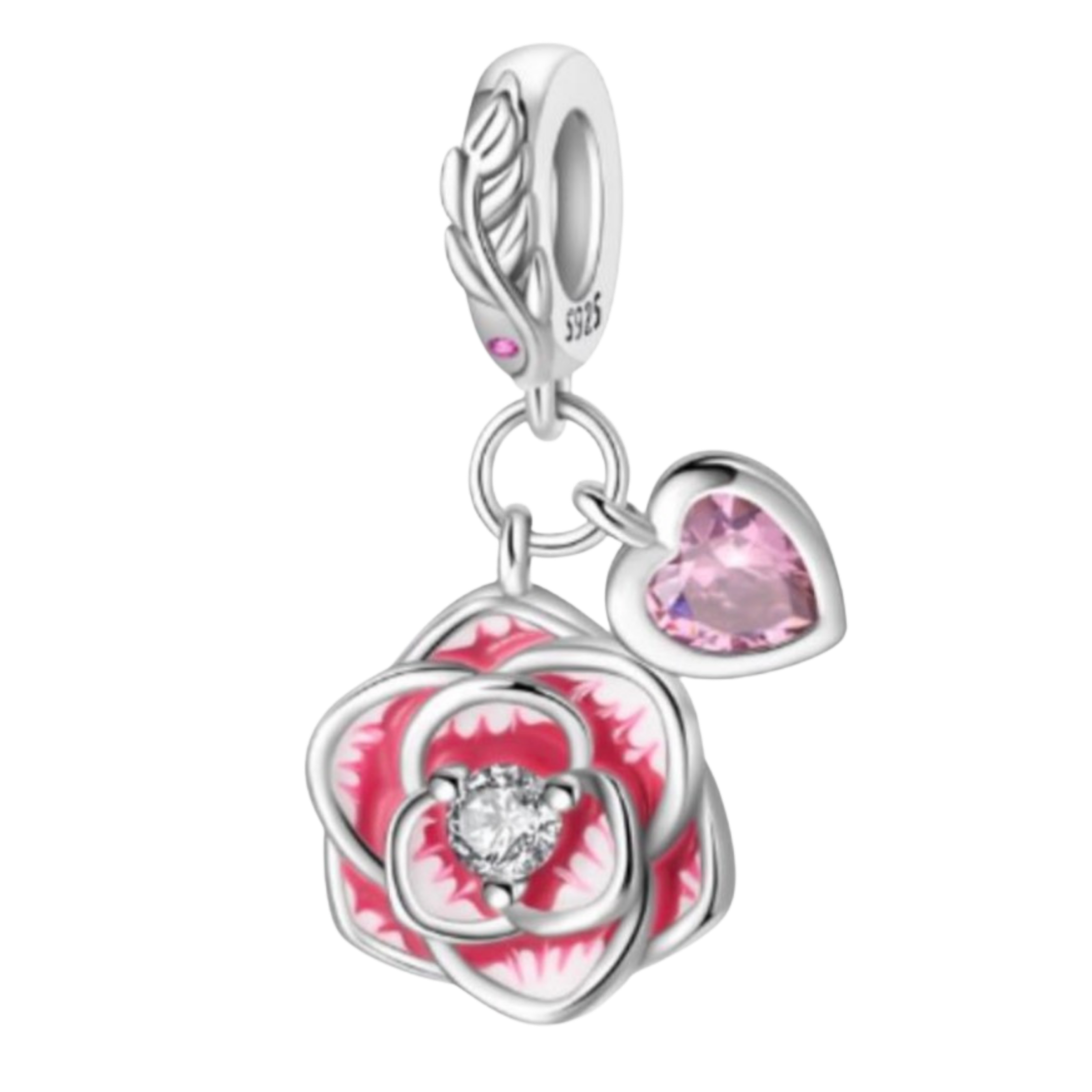 ROSA CON CORAZON COLGANTE