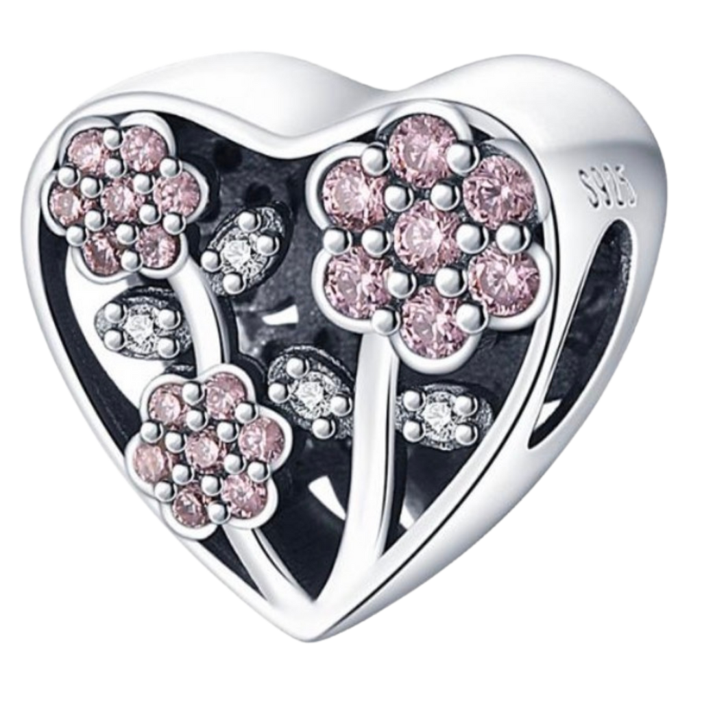 CORAZON CON FLORES ROSAS