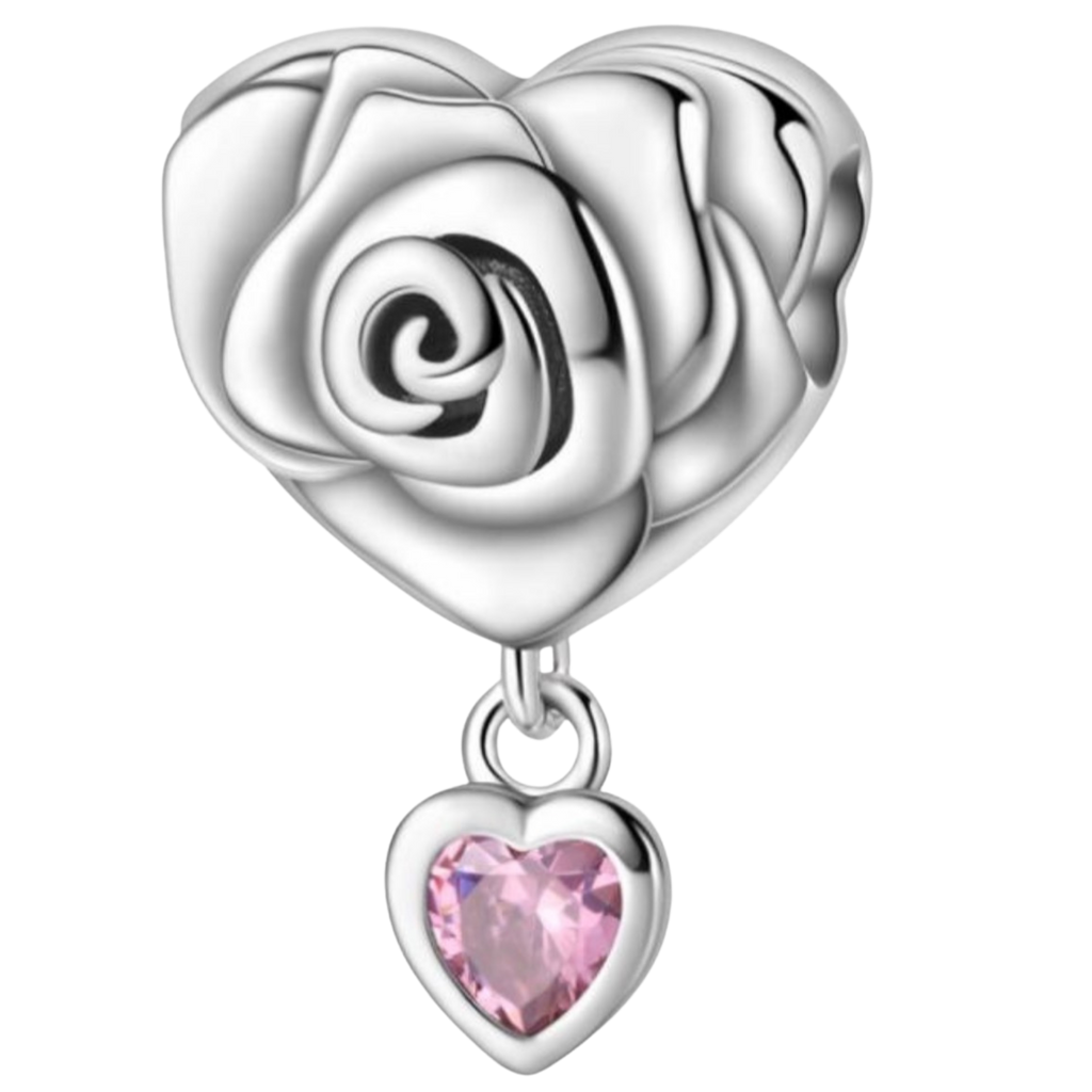 CORAZON CON COLGANTE ROSA