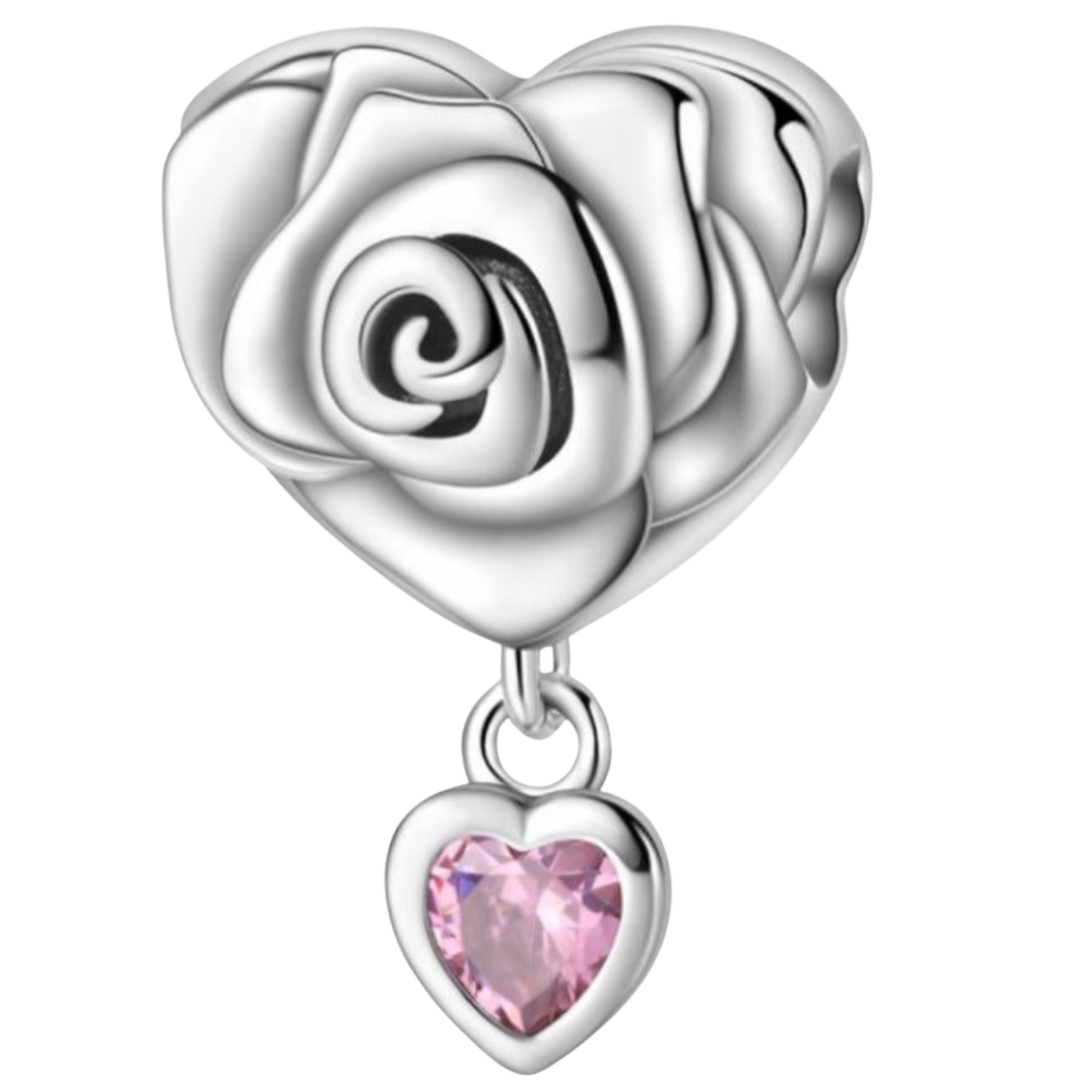 CORAZON CON COLGANTE ROSA