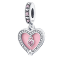 CORAZON ROSA CON CORAZON PLATEADO